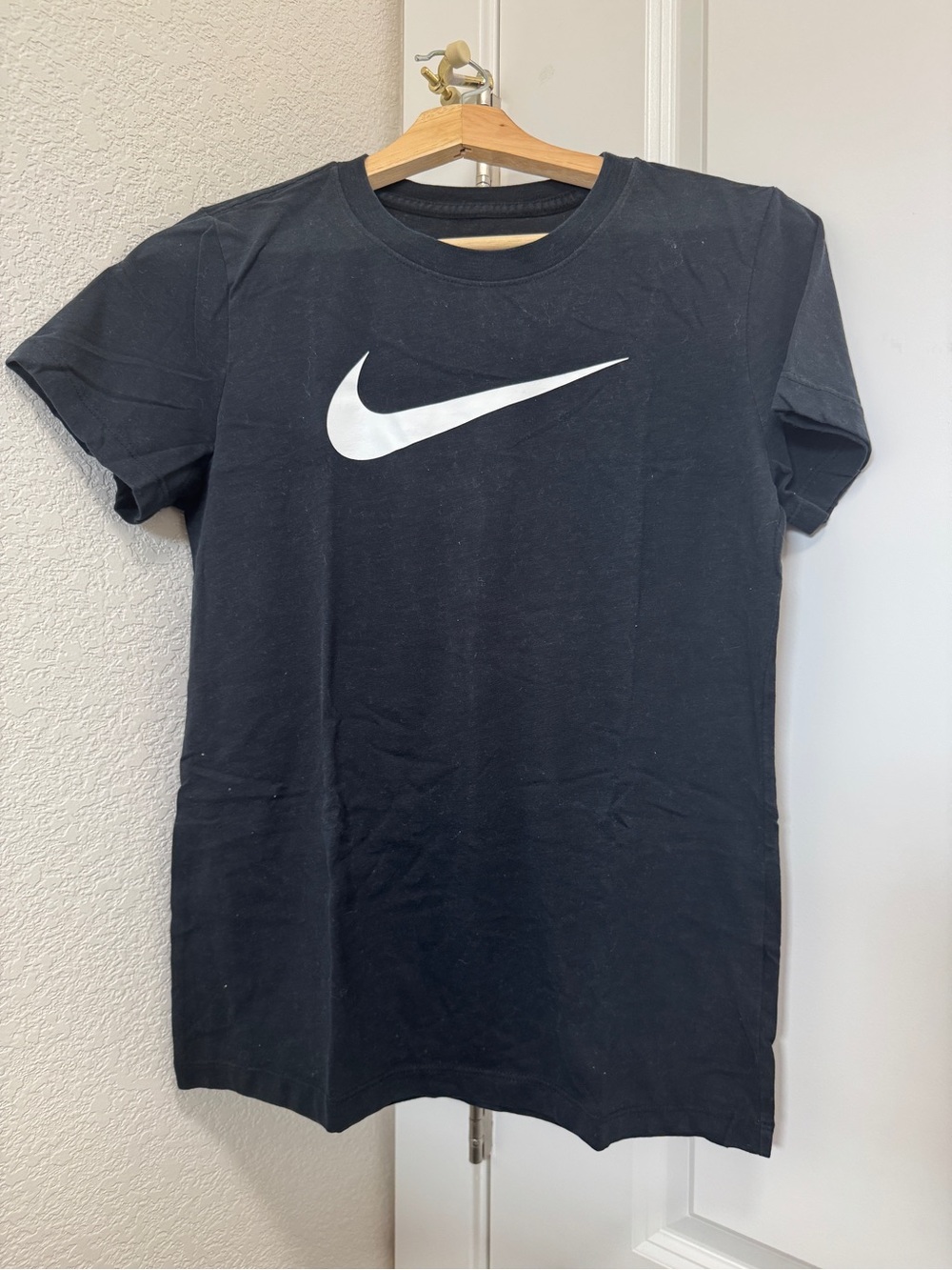 Nike Black Tee with White Swoosh Logo